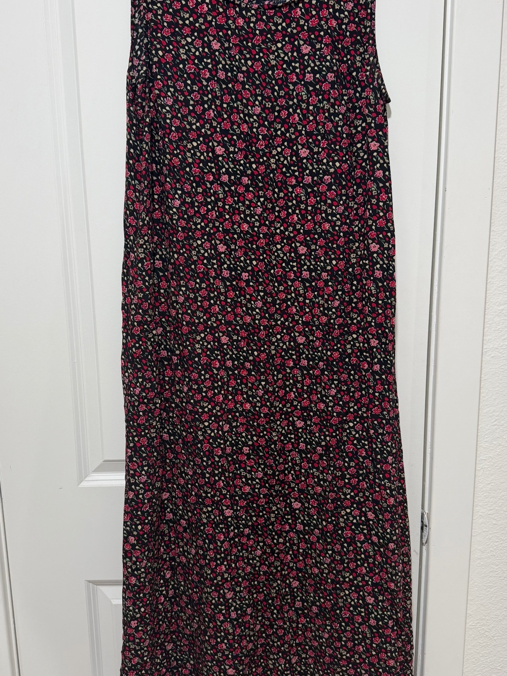 Black Maxi dress with Pink Floral Print